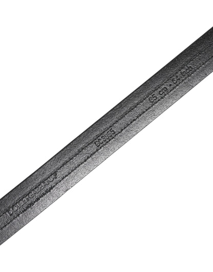 Black Burgundy Calfskin Metal Logo Buckle Belt