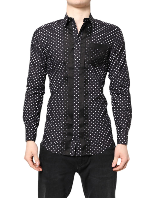 Polka Dot Silk Shirt – Black & Gold