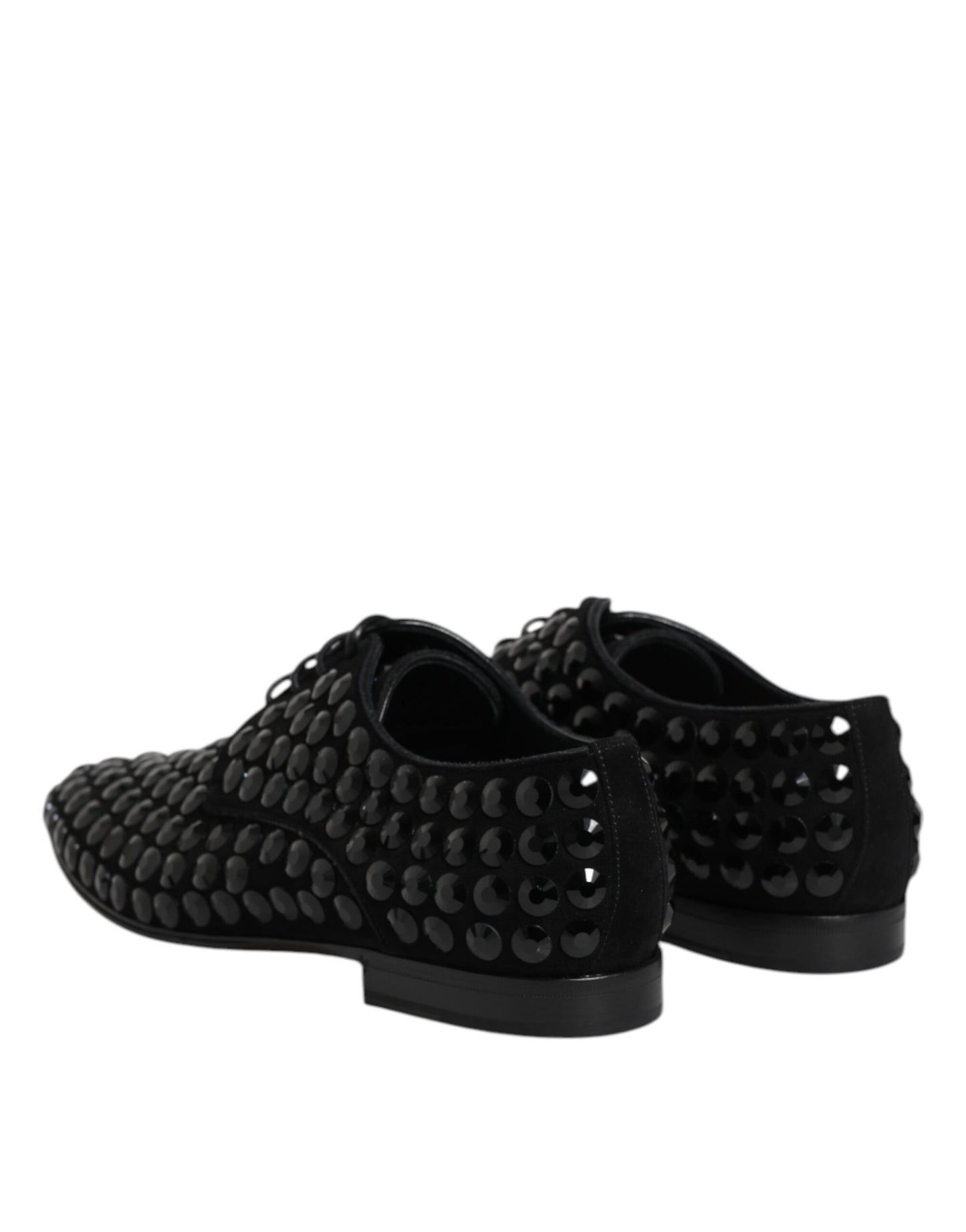 Black Suede Strass Derby Formal Shoes