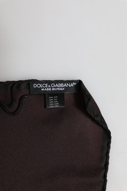 Brown DG Crown Silk Square Men Foulard Scarf