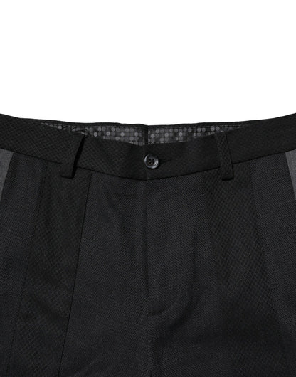 Black Gray Cotton Tapered Men Pants