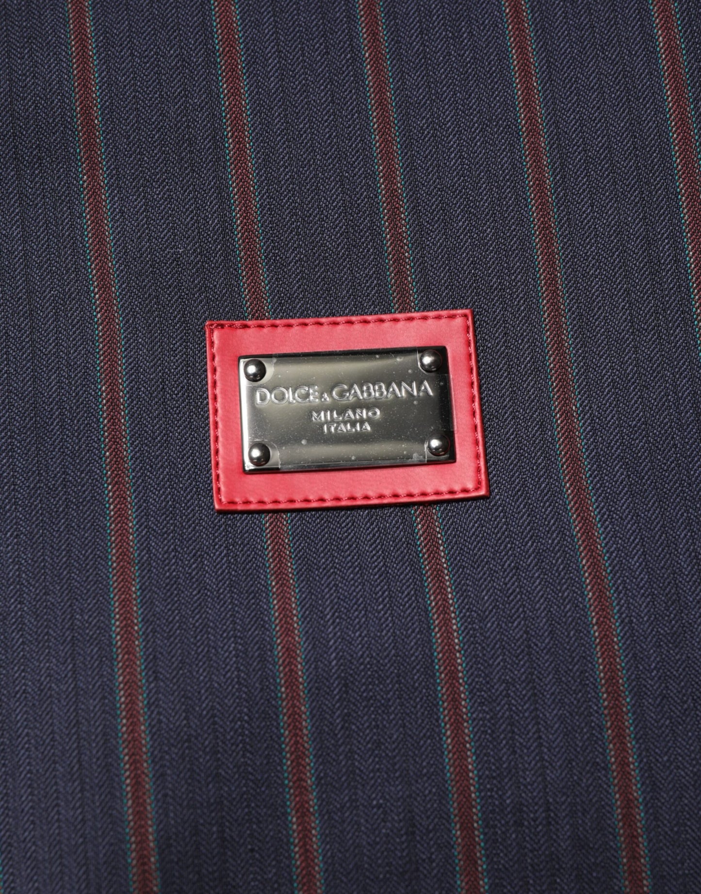 Blue Red Striped Logo Plaque Full Zip Jacket