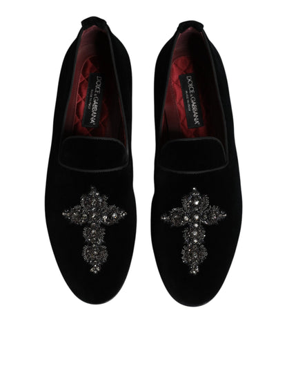 Black Suede Cross Slip On Loafers Dress Shoes