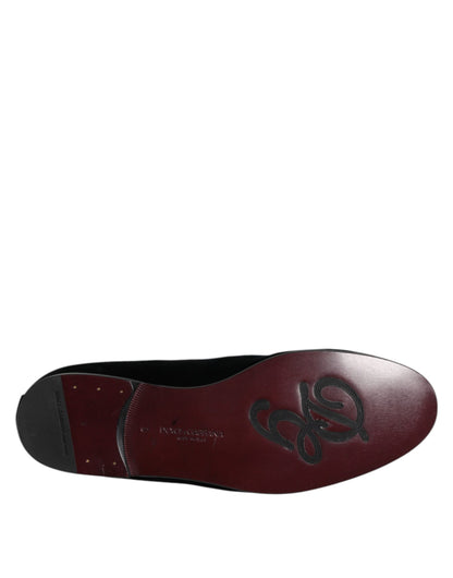 Black Suede Cross Slip On Loafers Dress Shoes