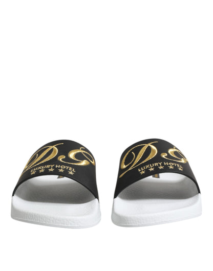White Black Leather Sandals Beachwear Shoes
