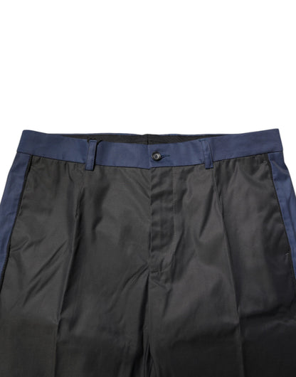 Gray Blue Cotton 3/4 Chinos Crop Trouser Pants