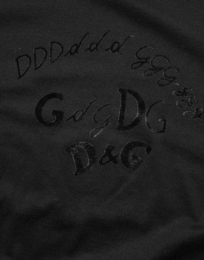 Black Cotton Velvet Logo Print Men T-shirt