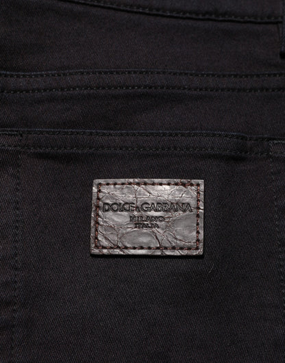 Black Cotton Blend Skinny Men Trouser Pants