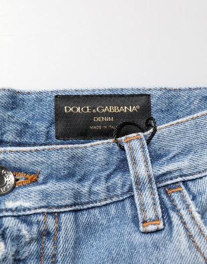 Blue Distressed Ripped Denim Trouser Jeans