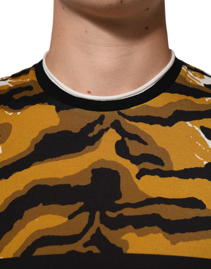 Multicolor Leopard Palm Leaf Men Crew Neck T-shirt
