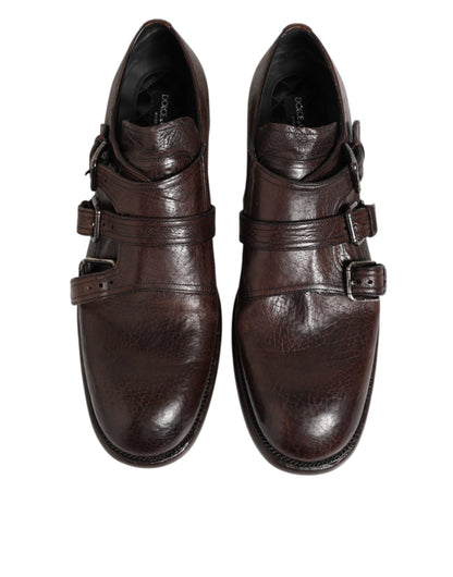 Brown Leather Monk Strap Formal Derby Shoes