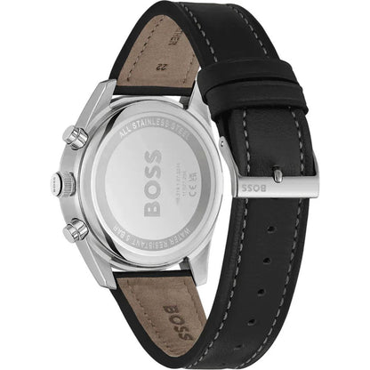 Black Leather Dress Watch