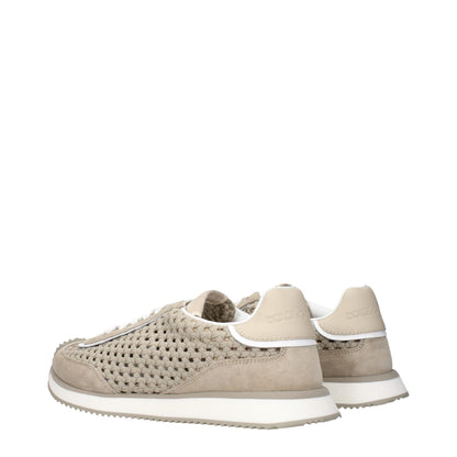 Beige Fabric Low Top Sneakers