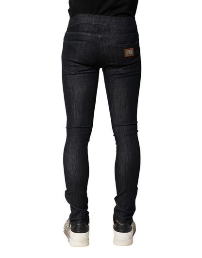 Black Cotton Stretch Skinny Denim Men Jeans