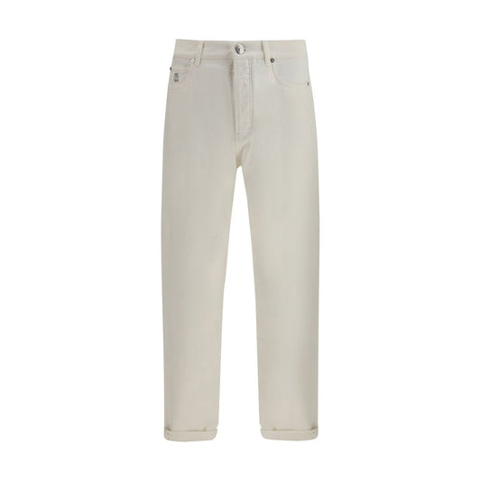 White Cotton Straight-Leg Jeans
